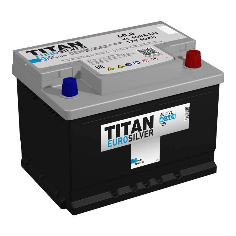АКБ Titan Euro Silver 60 Ач о/п 6СТ-60.0 VL (низкая)