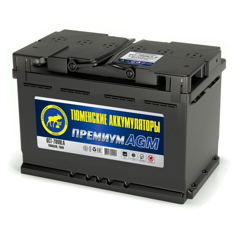 АКБ Тюмень 70 Ач о/п 6СТ-70VRLA-R Premium AGM