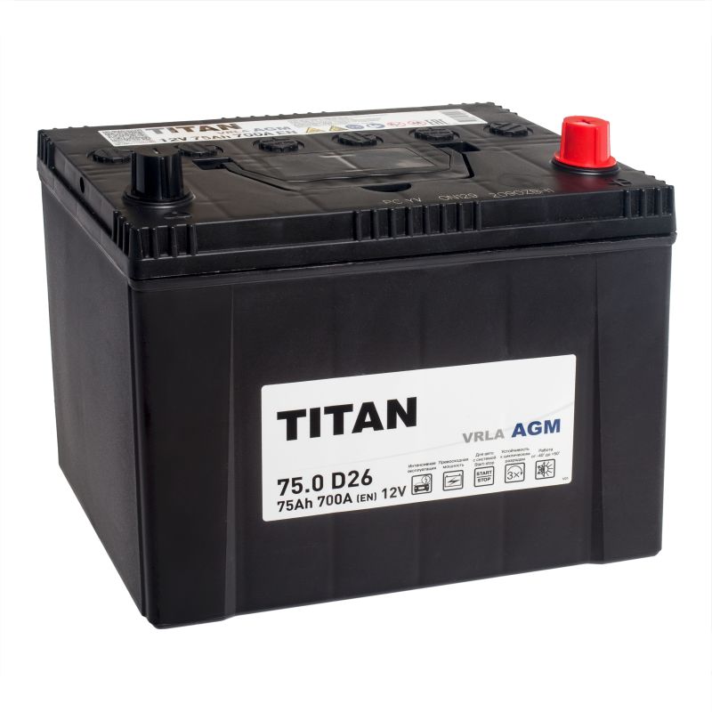 АКБ Titan 75 Ач о/п AGM 6СТ-75.0 VRLA D26 B00