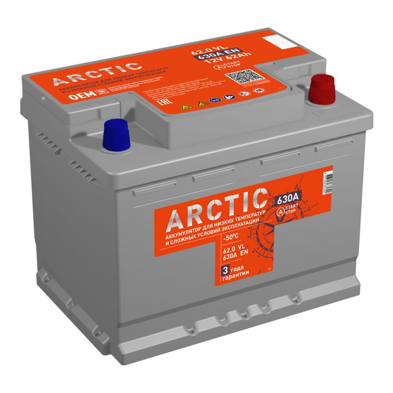 АКБ Titan Arctic Silver 62 Ач о/п 6СТ-62.0 VL